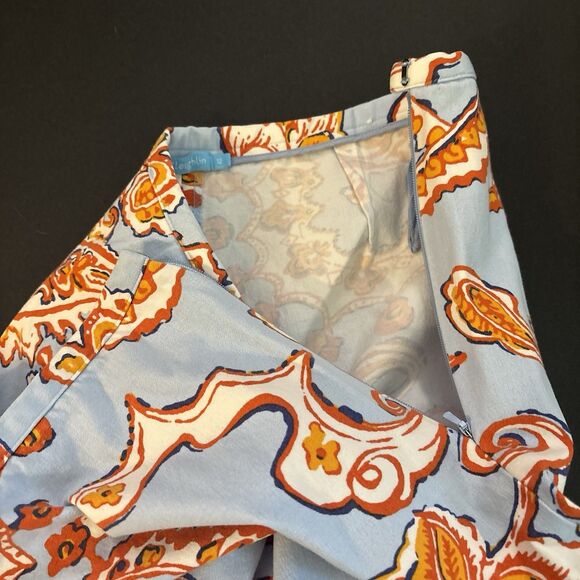 J. McLaughlin Size 12 Mid-rise Slim Fit Dixie Pants Blue Paisley Preppy Coastal - Picture 8 of 11